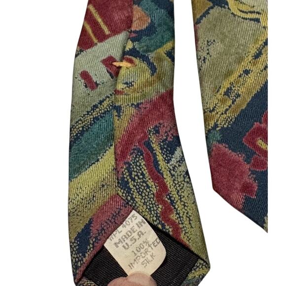 Vintage Oscar de la Renta 100% Silk Abstract Print Tie - Picture 3 of 4